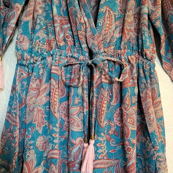 Long Sleeve Dress, Dreamy Satin Paisley Fabric - Picture 3 of 11